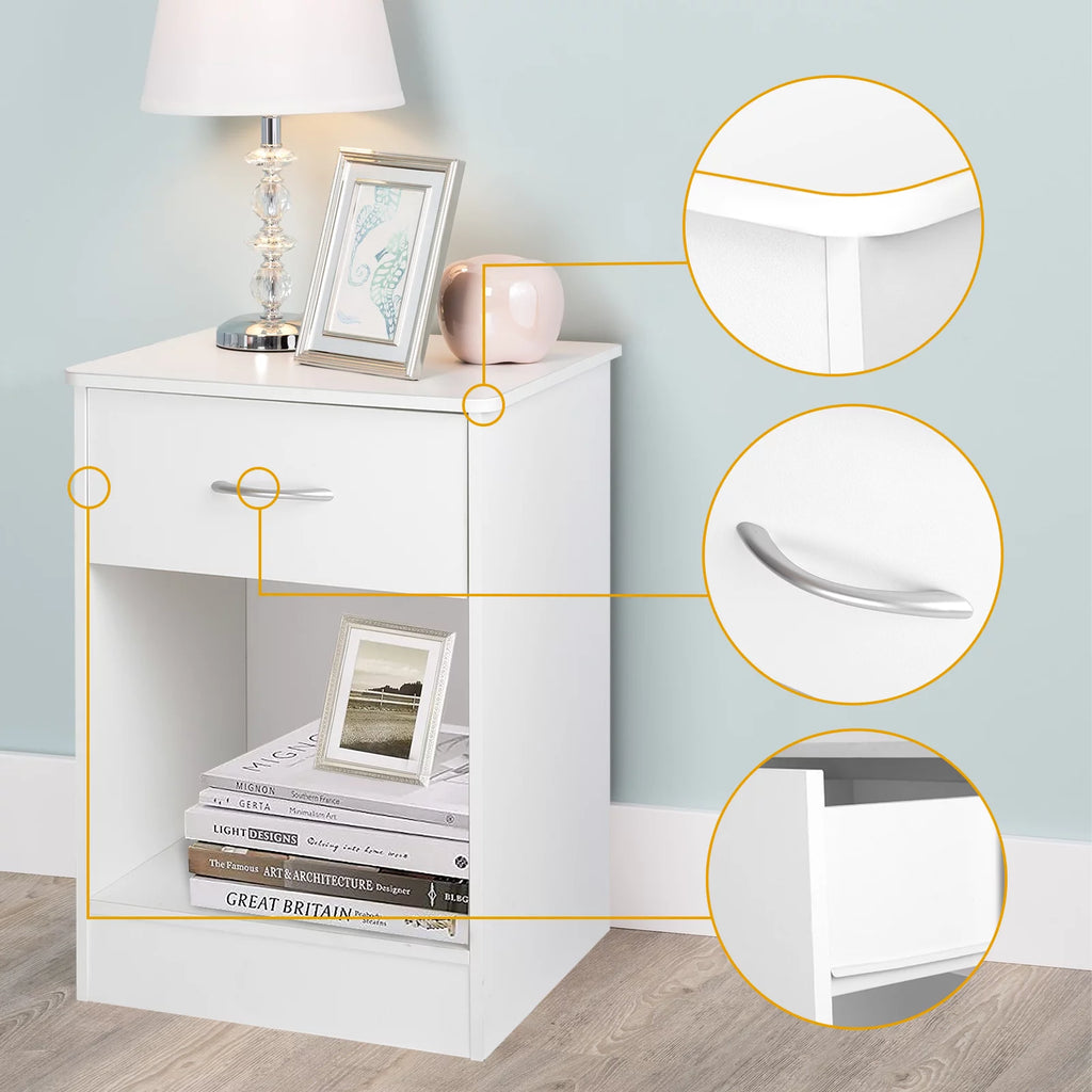 White Nightstand with Drawer M2097