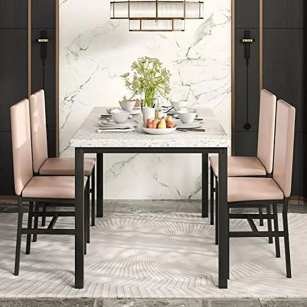 5-Piece Faux Marble Kitchen Table & Chair Set K895