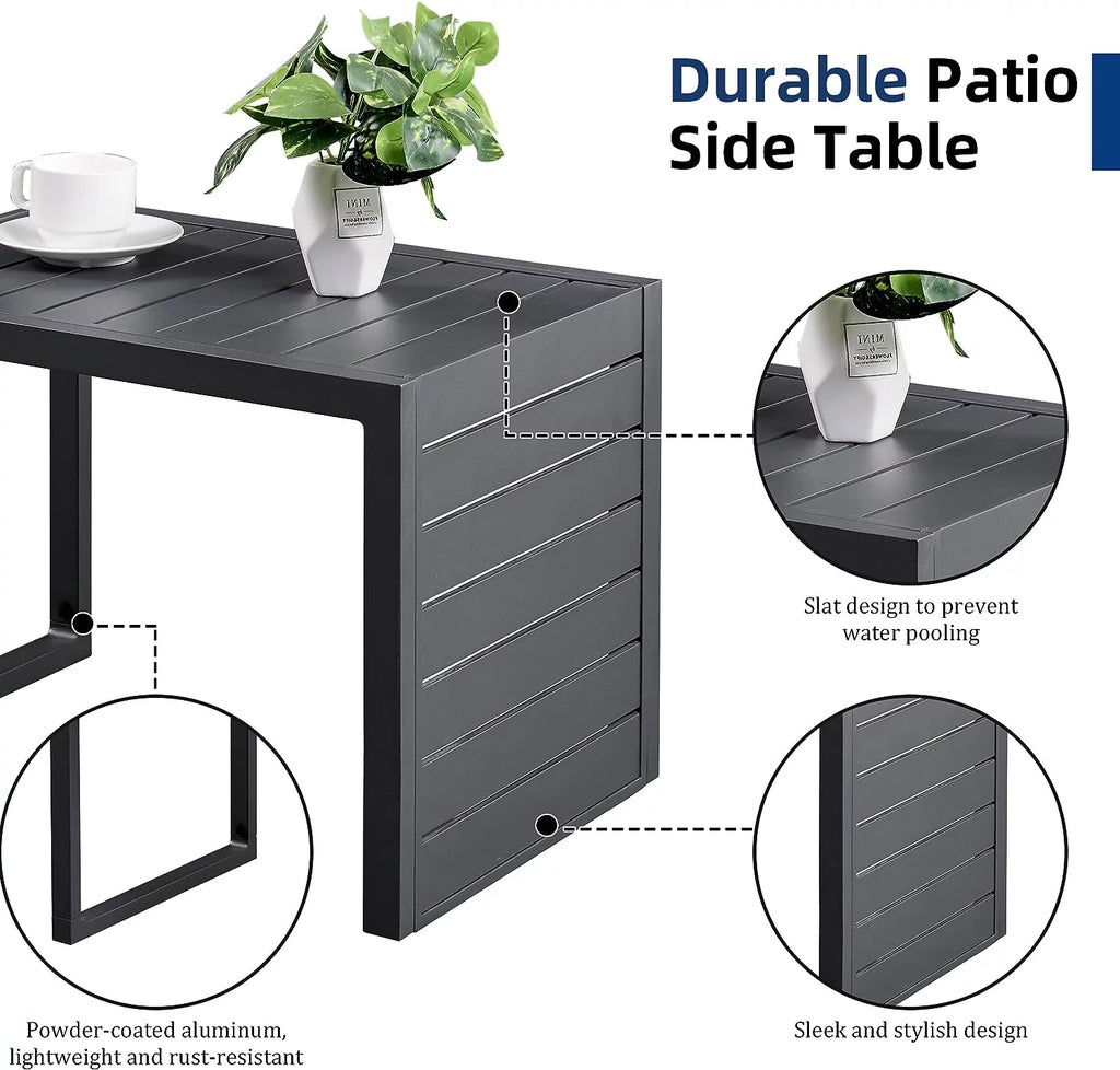 C Shaped Aluminum Side Table Dark Grey Z59034
