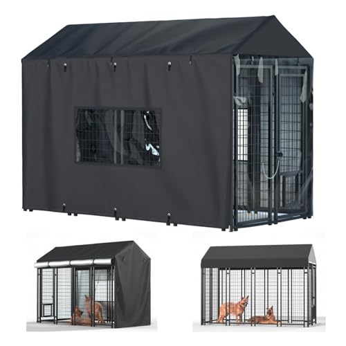 Black Heavy Duty Waterproof Dog Kennel Cover T45706