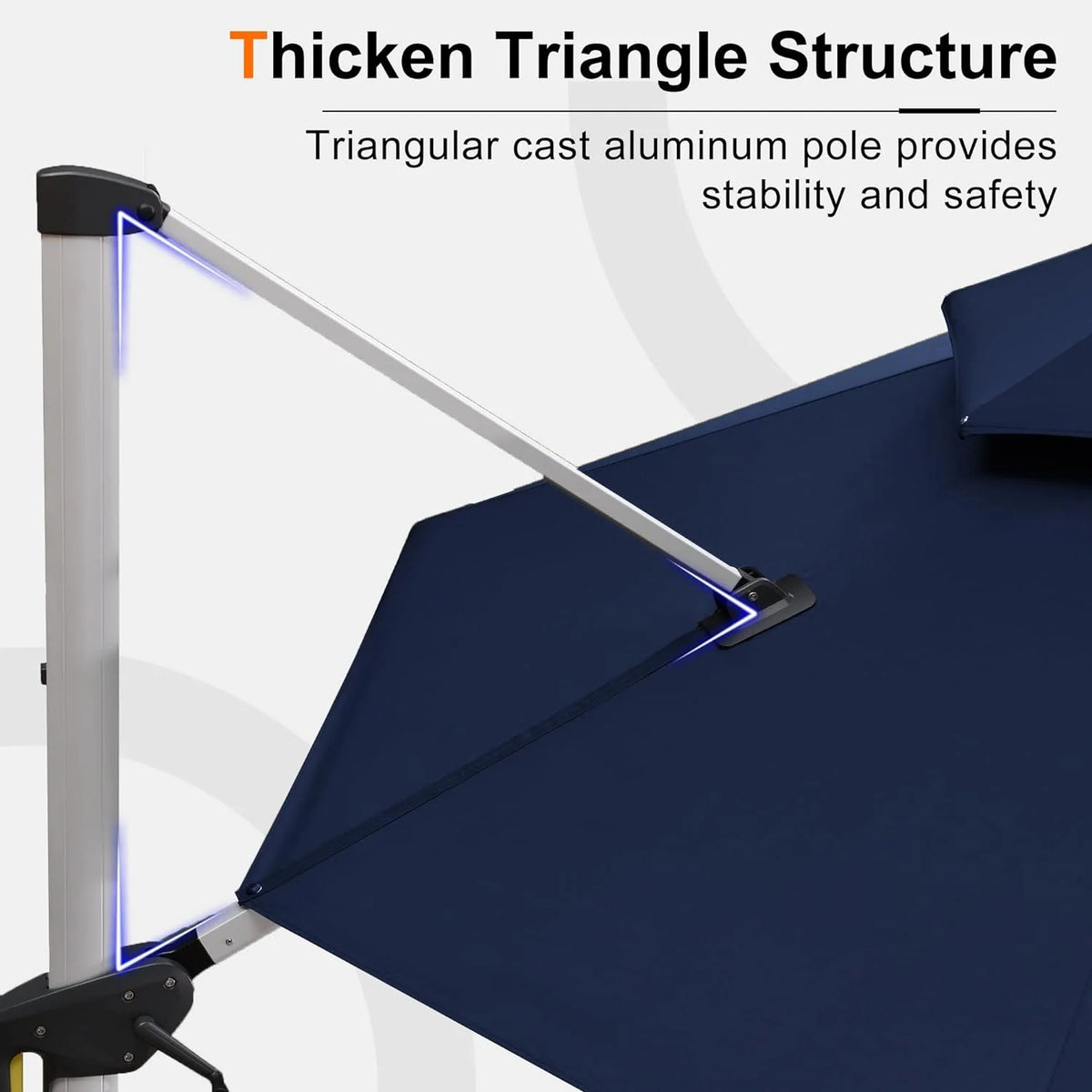 12 Feet Double Top Round Navy Blue Offset Hanging Patio Umbrella R351121