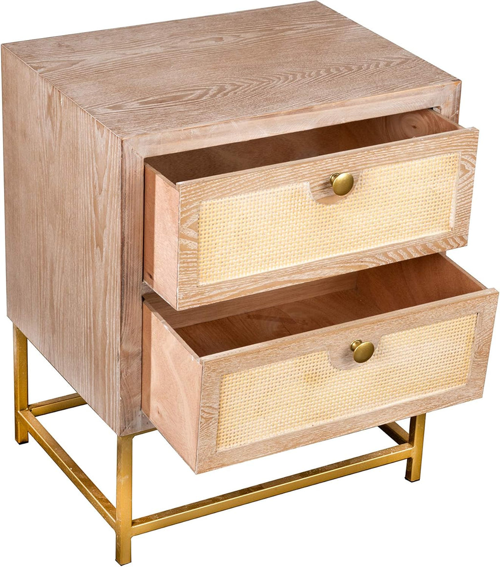 Brown 2 Drawer Cane Nightstand S903295