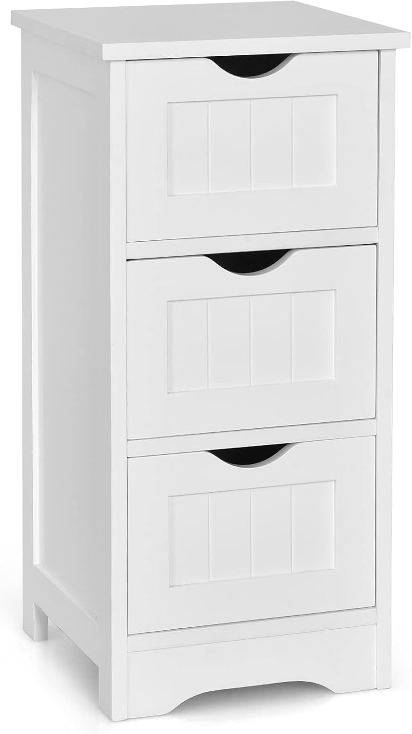 White 4 Drawer Wooden Bathroom Floor Cabinet P570905