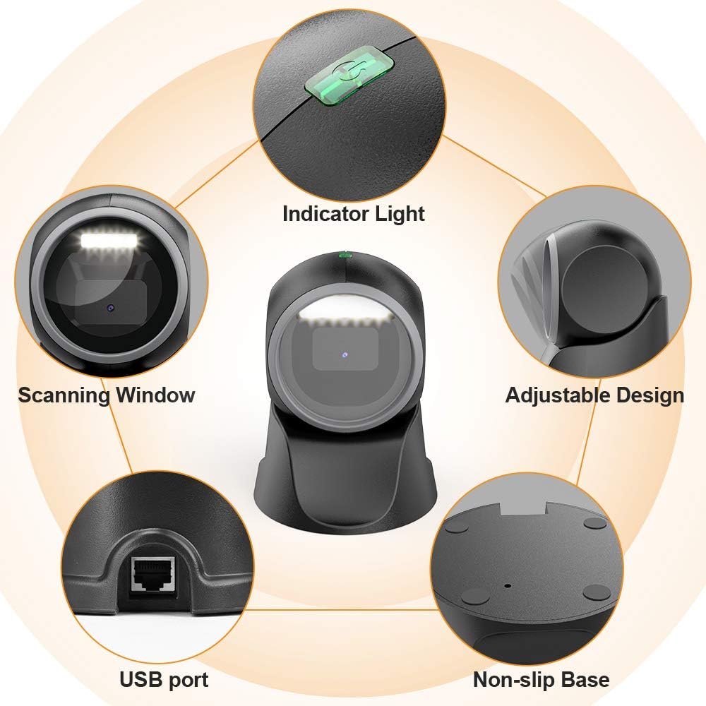Desktop Barcode Scanner, Omnidirectional Hands-Free USB Wired Z152809
