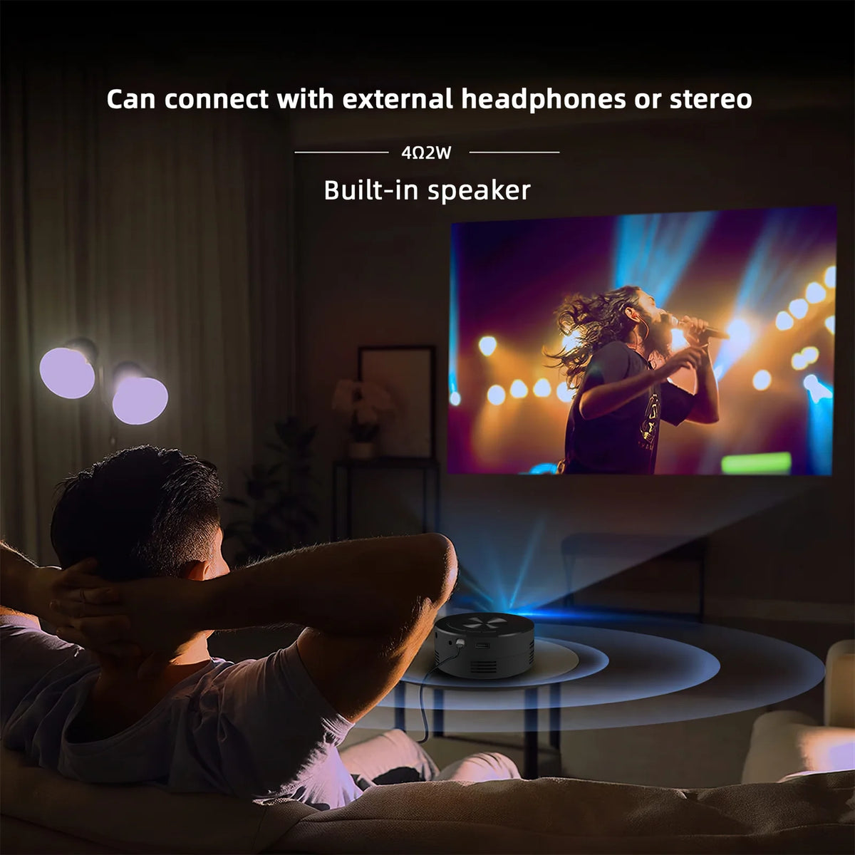 Portable Mini Projector with Remote Control Built-in Speaker W57799