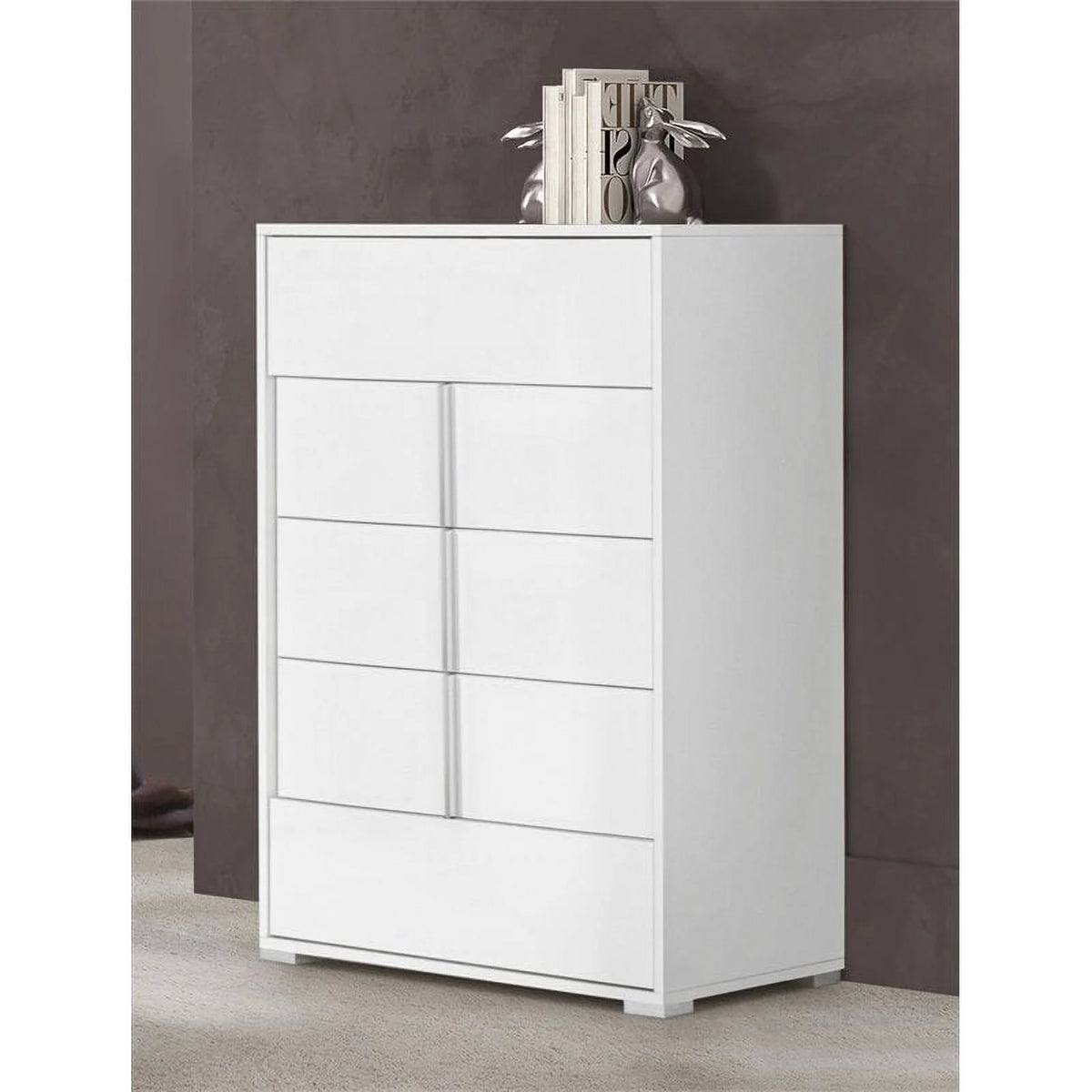 White 5-Drawer MDF Wood Chest D3177