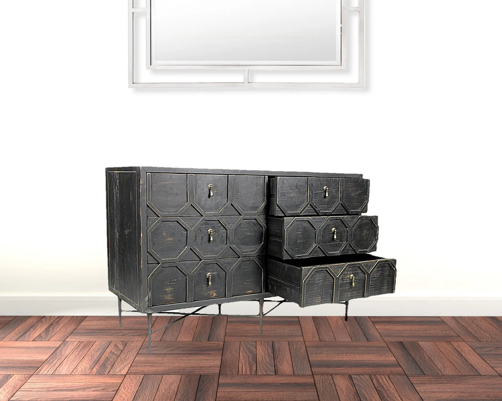 Solid Wood Six Drawer Double Dresser H3283