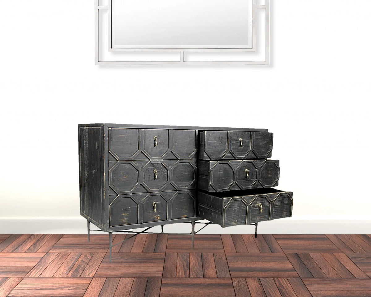 Solid Wood Six Drawer Double Dresser H3283