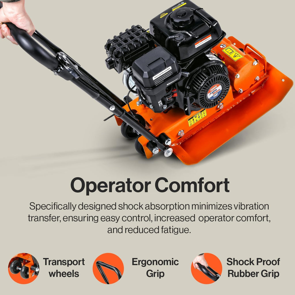 7 HP Gas Plate Compactor Rammer 4200 Pounds 20 × 15 Inch I9711