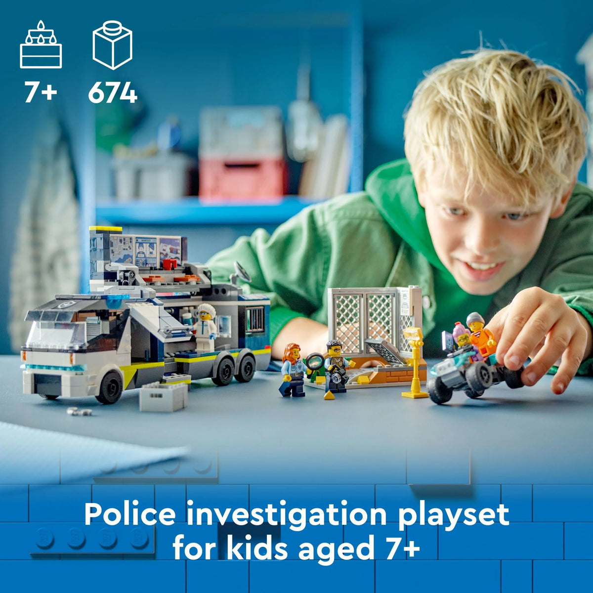 Police Truck Toy with Quad Bike and Minifigures M931313