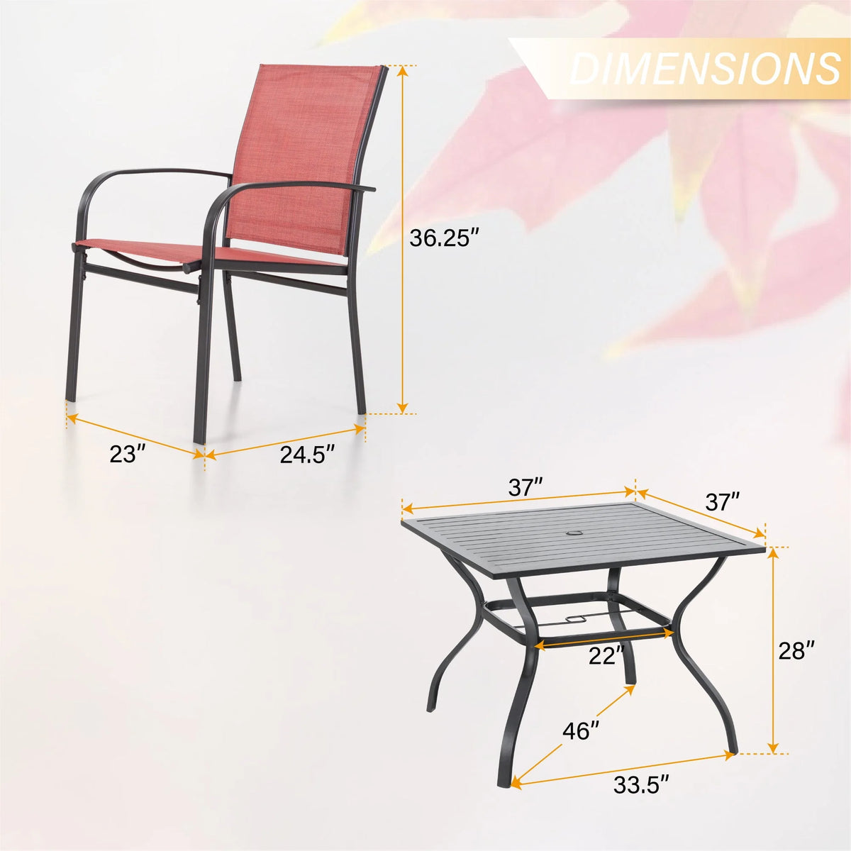 5 Piece Blue Metal Patio Dining Set F8997