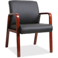 Black Leather Wood-Frame Guest Chair D15133