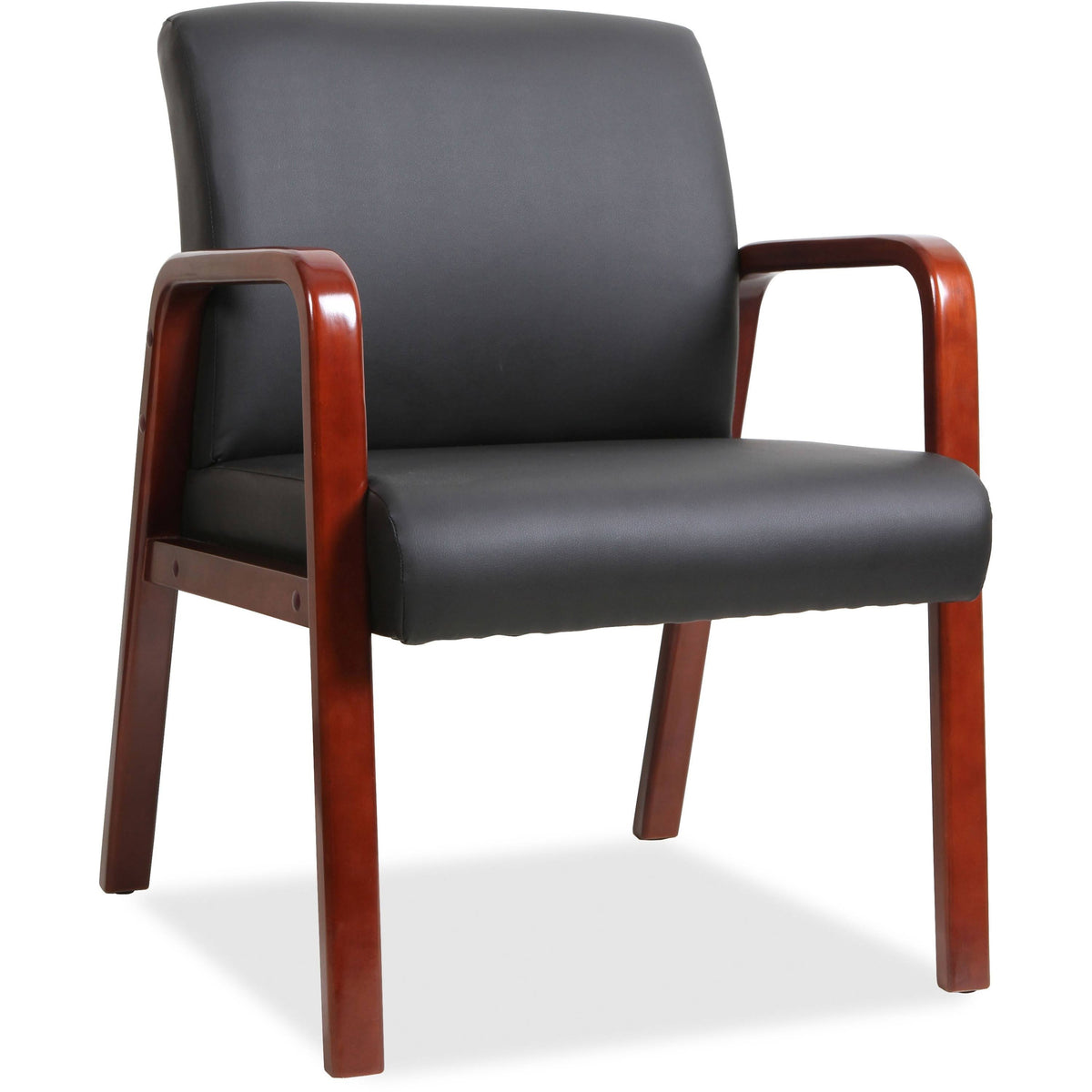 Black Leather Wood-Frame Guest Chair D15133