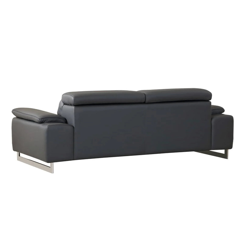 87" Genuine Italian Leather Sofa Dark Gray F304