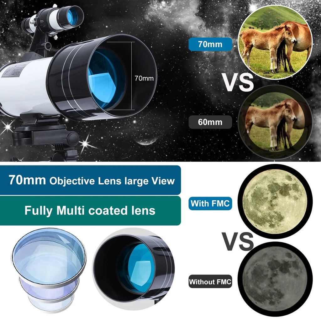 70mm Aperture 400mm Refracting Telescope with Tripod I36231