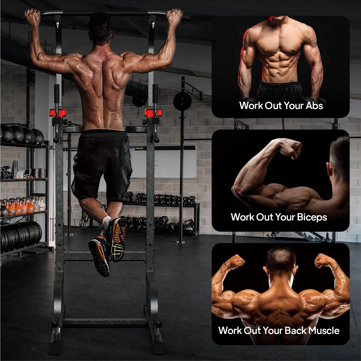 Multifunction Power Tower Dip Station Pull up Bar E858611