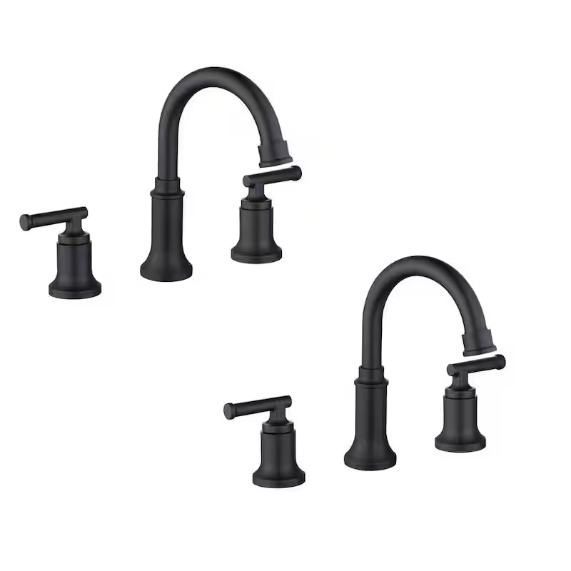 8 in. Widespread Double-Handle High-Arc Bathroom Faucet in Matte Black (2-Pack) K242982
