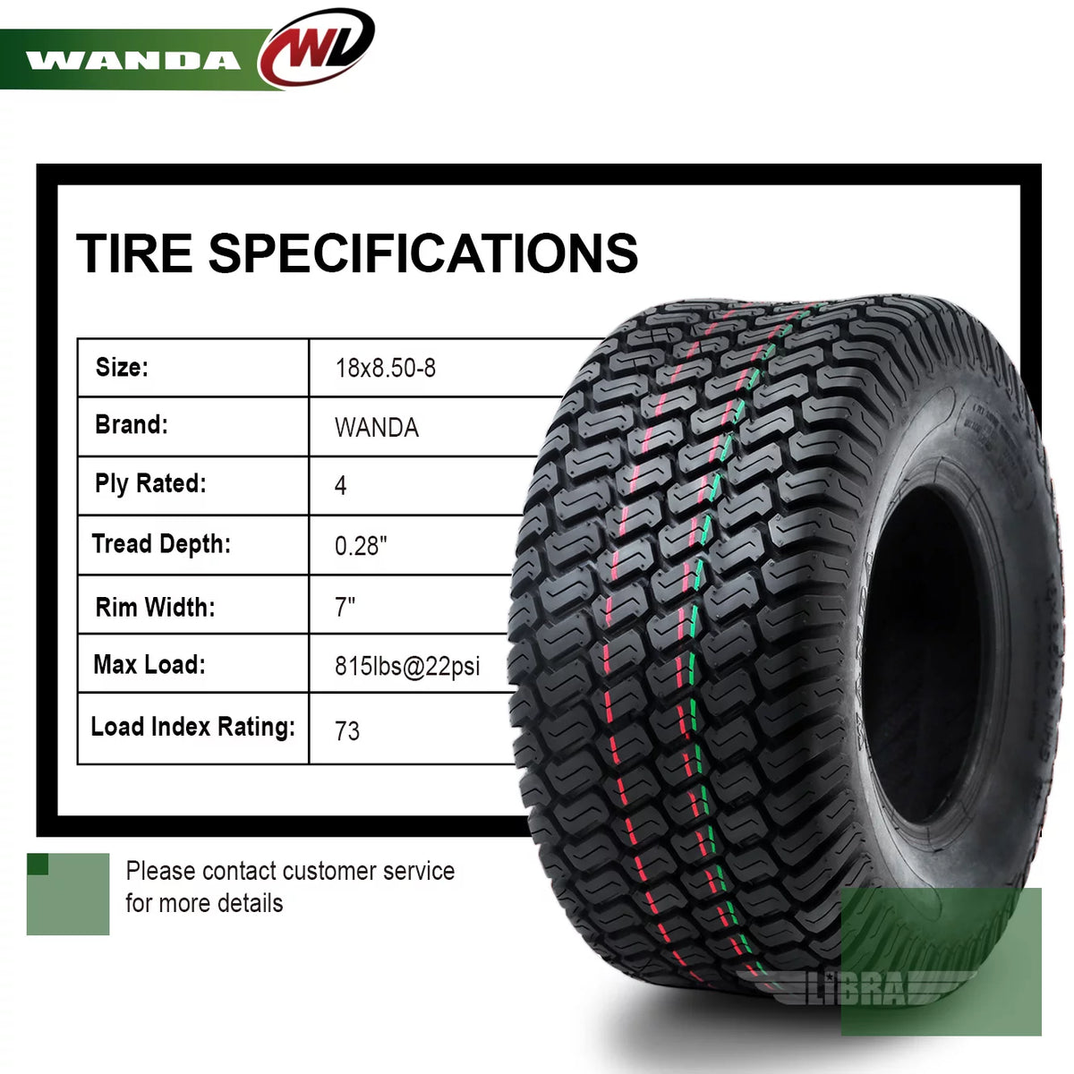2 New 18x8.50-8 Lawn Mower Turf Tires P2875