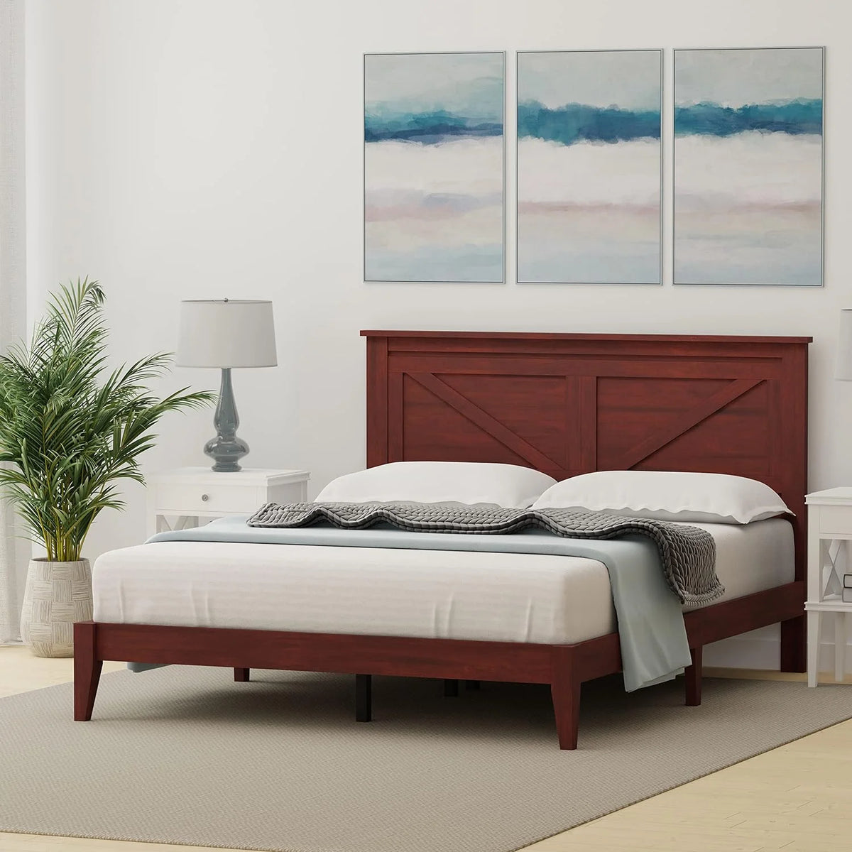 Solid Wood Platform Bed Queen O312779