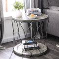 Rustic Grey Metal Round End Table O23593