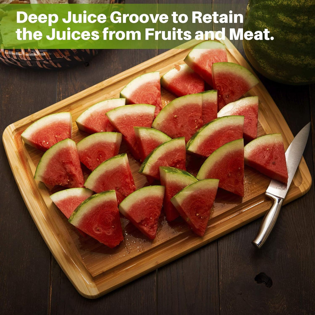 24 x 18 Inch XXL Bamboo Cutting Board with Handles, Juice Groove Pack of 2 K91854