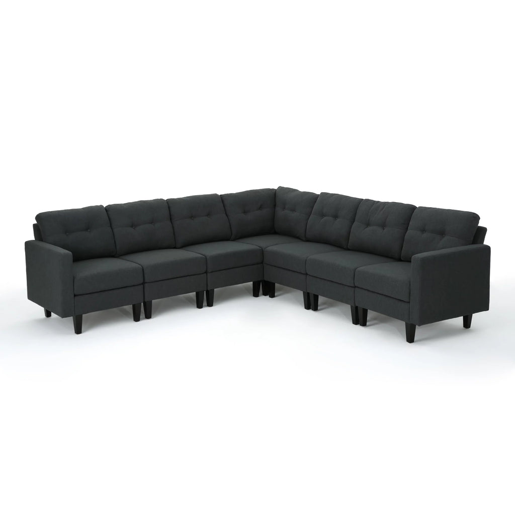 Dark Grey Fabric 7 Piece Sectional Sofa P360
