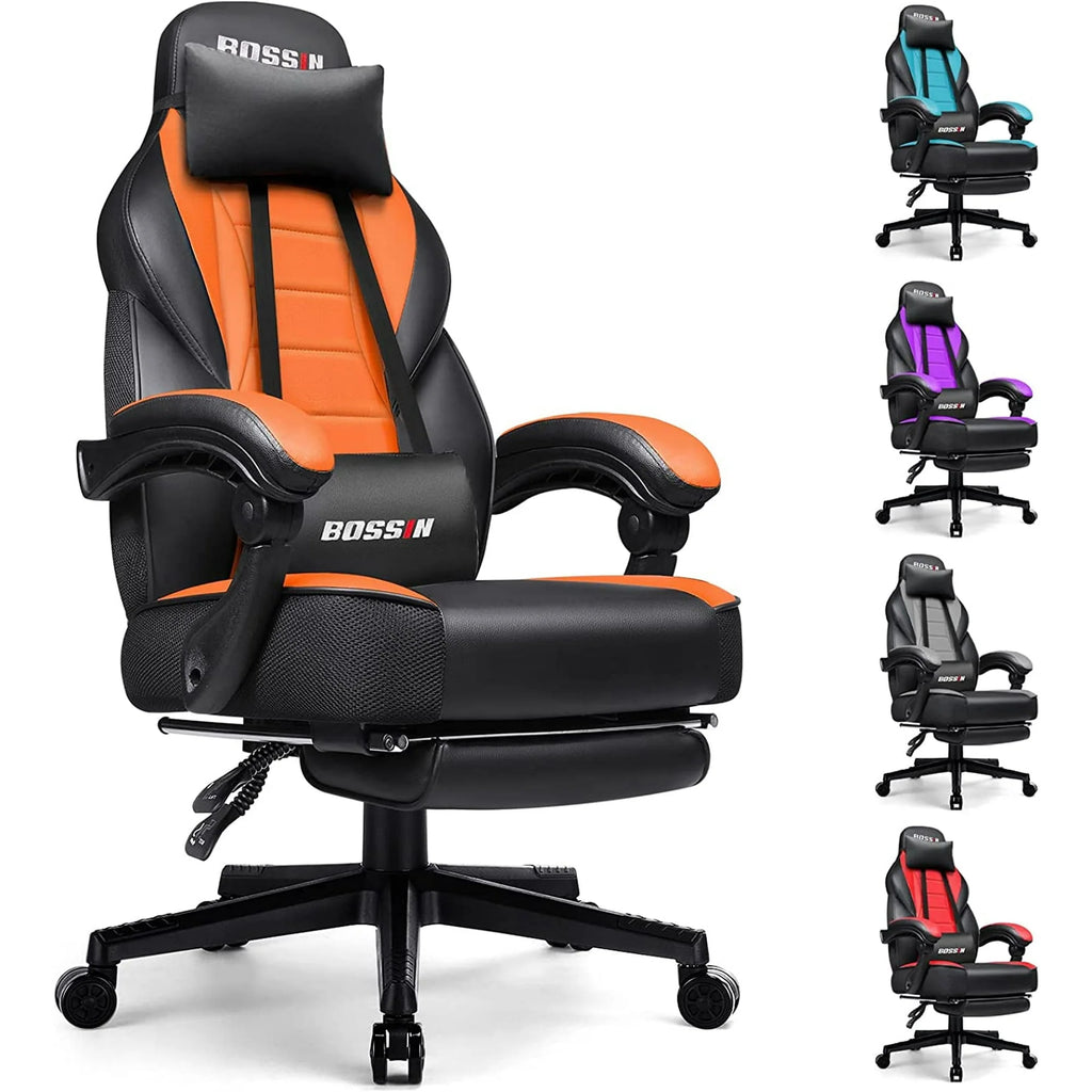 Gaming Chair with Footrest and Lumbar Support V9769