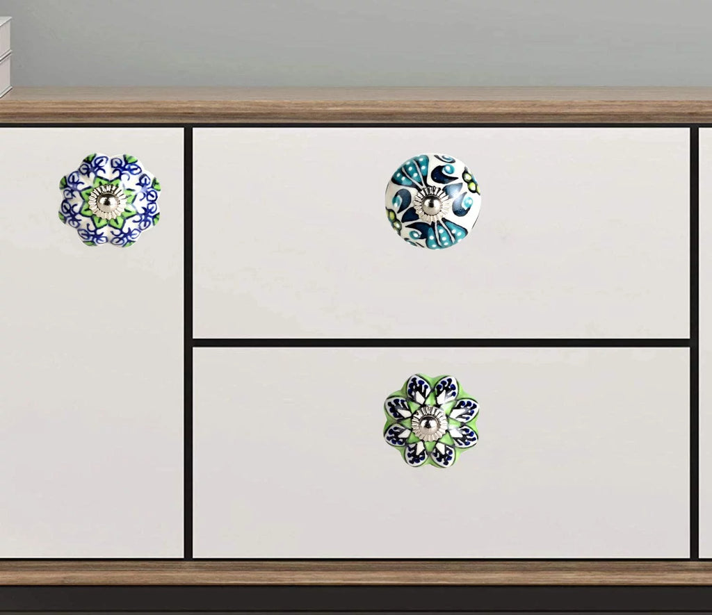 Ceramic Green Round Knobs Set Of 12 X264076