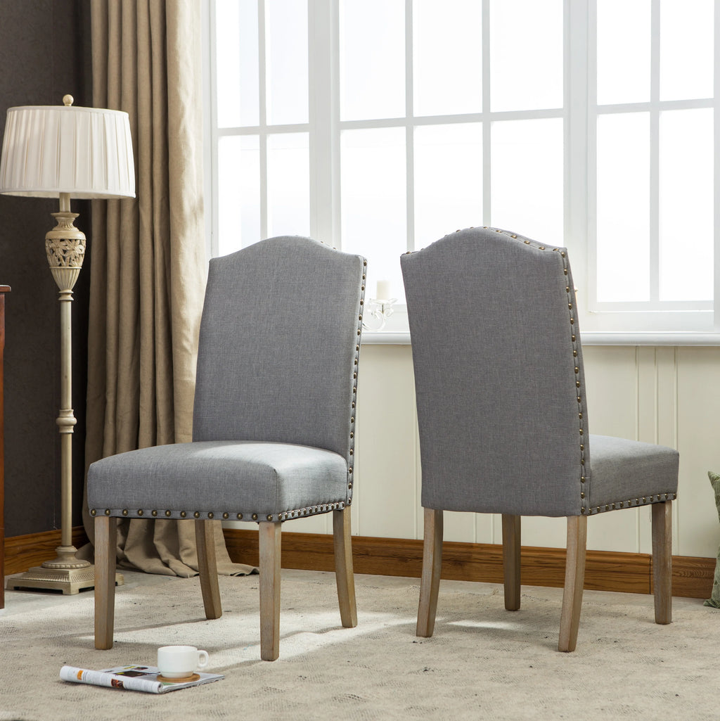 Tan Fabric Parson Chair Set of 2 P9891