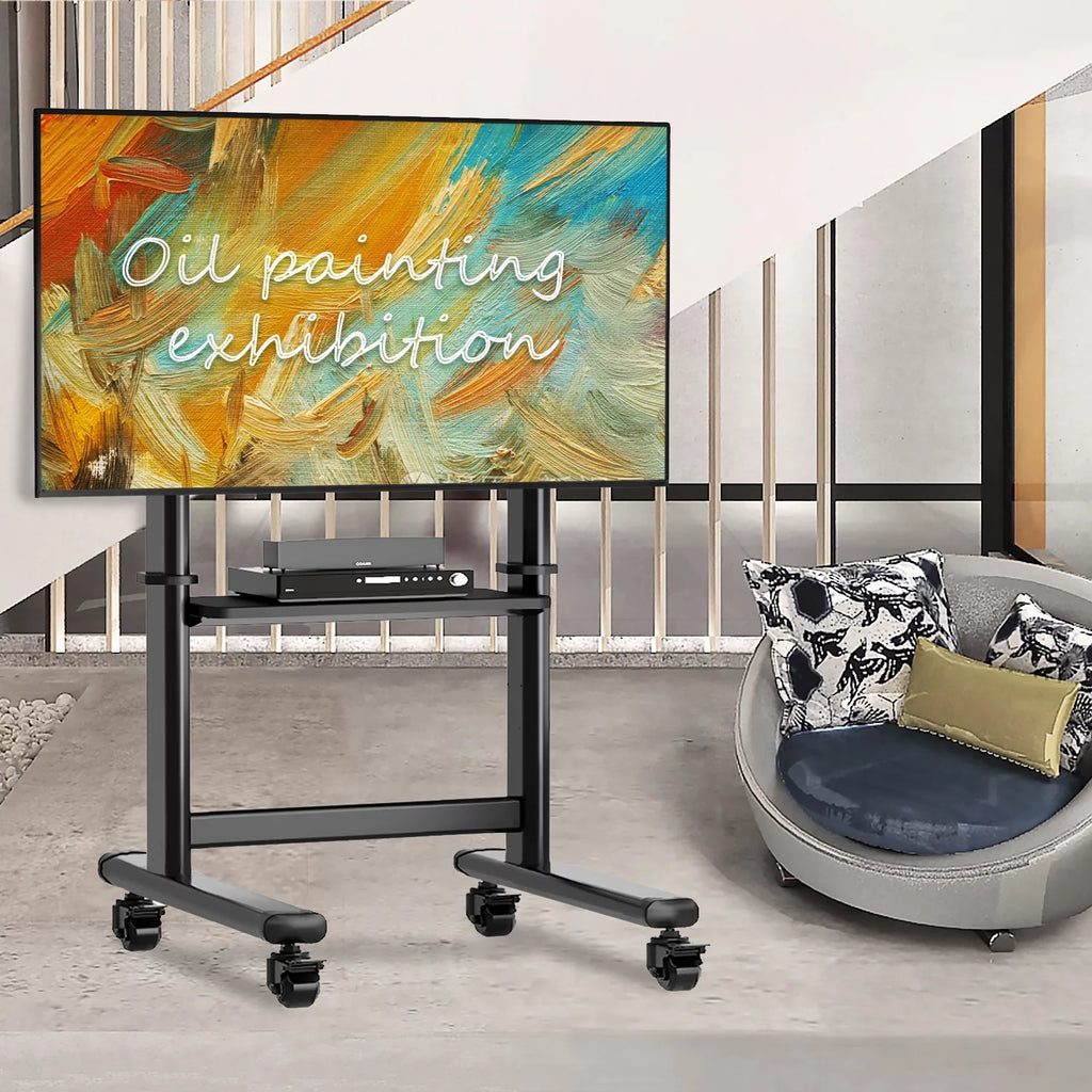 Black Rolling Mobile TV Stand for 55 to 90 inch Flat Screen TVs V454552