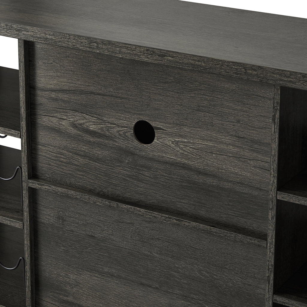 Dark Gray Wood Wine Cabinet with Storage A63783