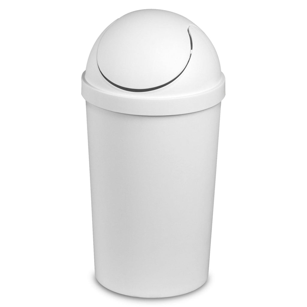 White Round Swing Top Plastic Wastebasket 12-Pack G237458