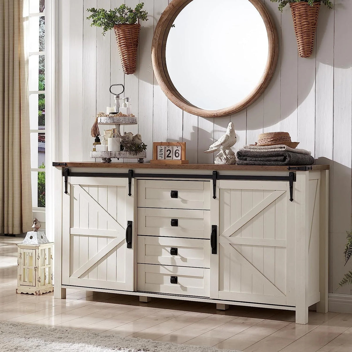 4 Drawer Light Rustic Oak Wood Dresser P7508