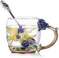 Lead-free Glass Coffee Mugs Tea Cup with Steel Spoon F270