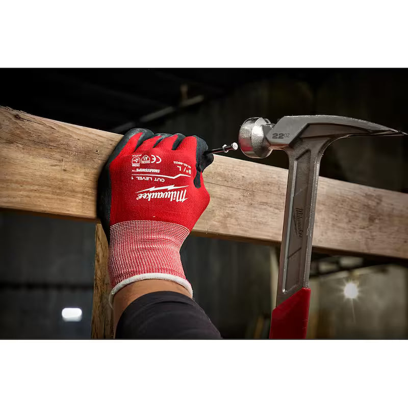 Red Nitrile Level 1 Cut Resistant Work Gloves 4-Pack H7316