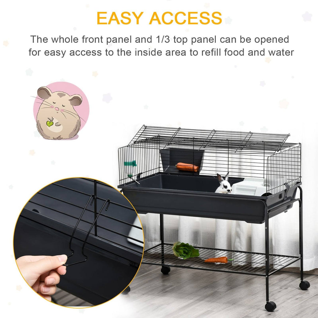 Small Animal Cage Rolling Rabbit Hutch with Detachable Stand H951548