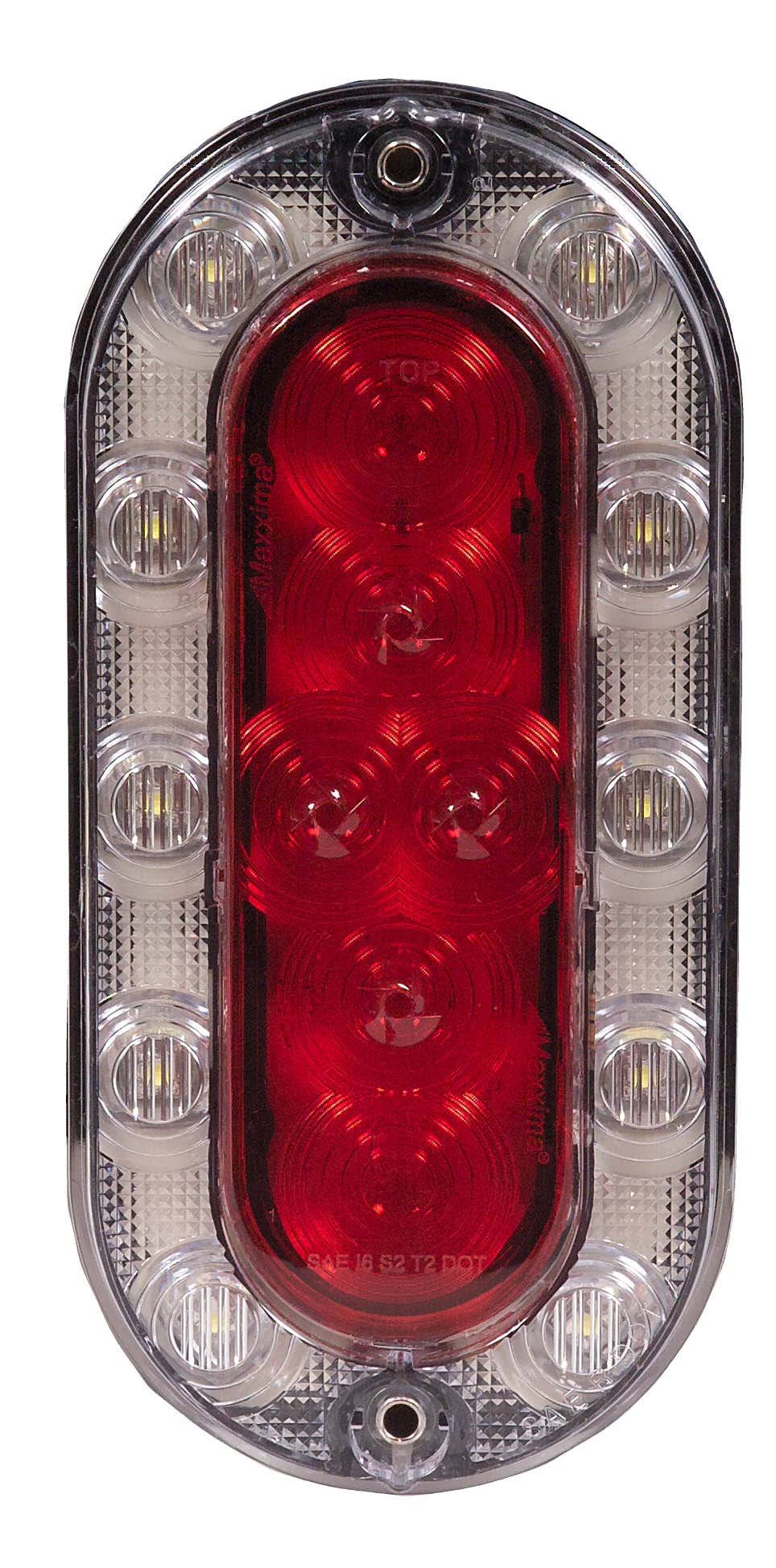 Red White Oval LED Stop Tail Turn and Back-Up Light E412