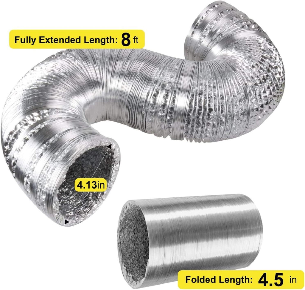 4 Inch 118 CFM Inline Fan Carbon Filter 8 Feet Ducting Combo S36452