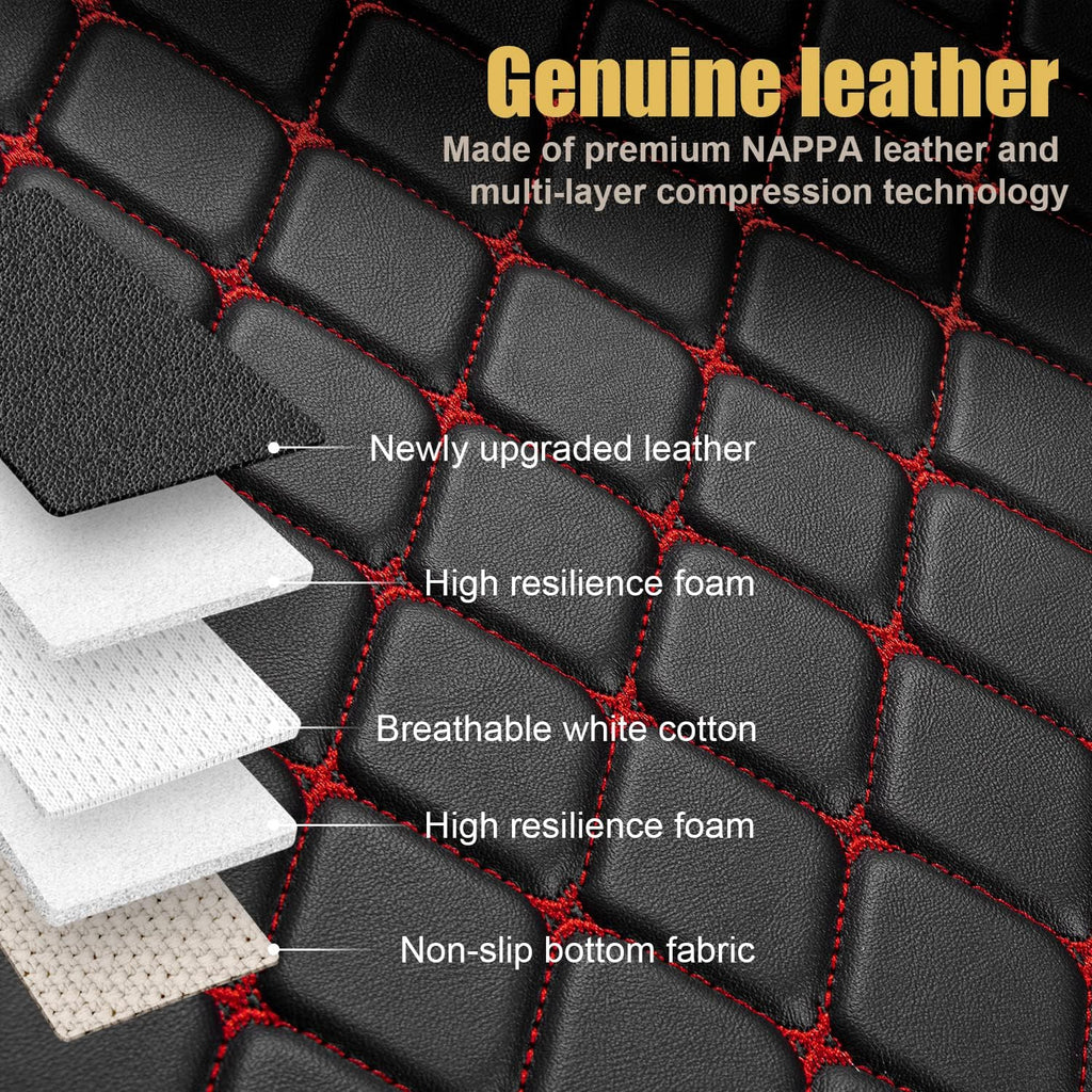 Leather Car Floor Mats 1st & 2nd Row Black B97146