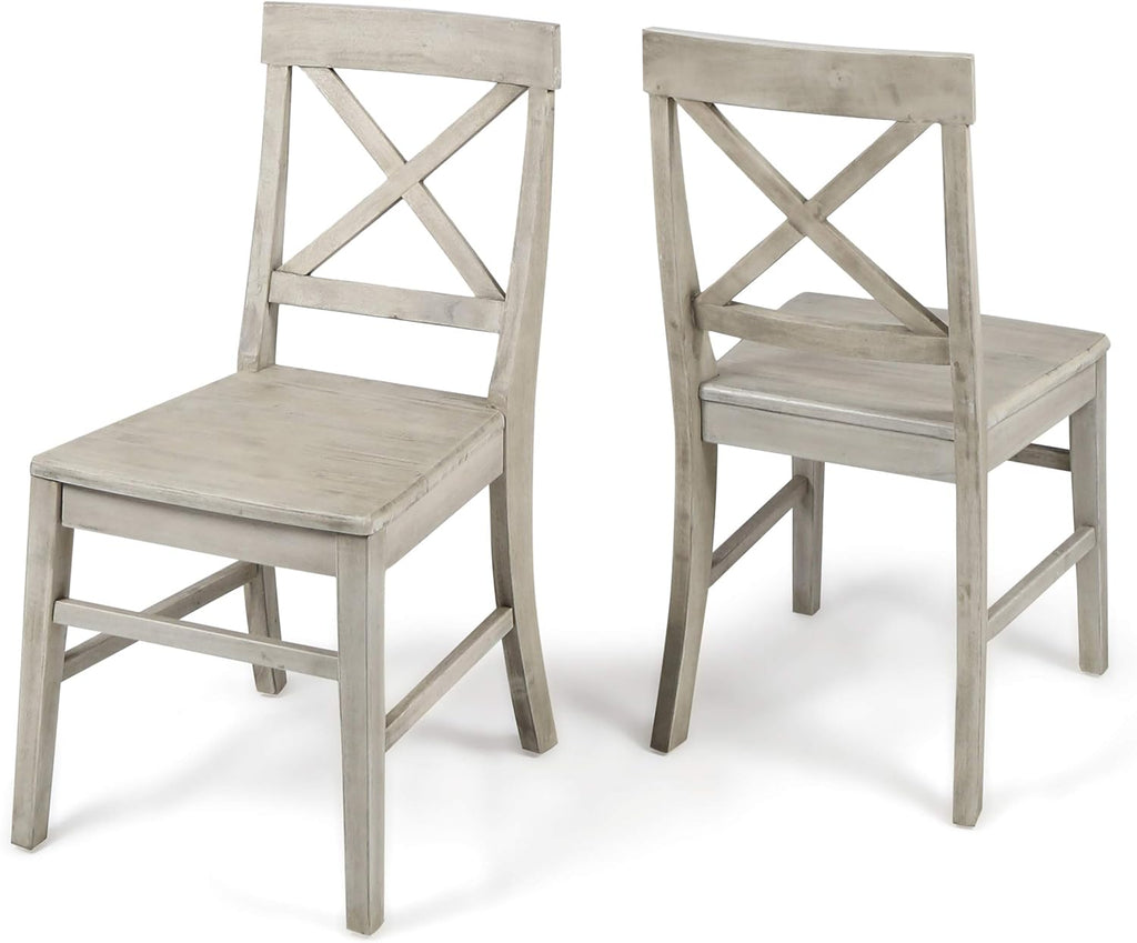 Light Grey Acacia Wood Dining Chairs W522171