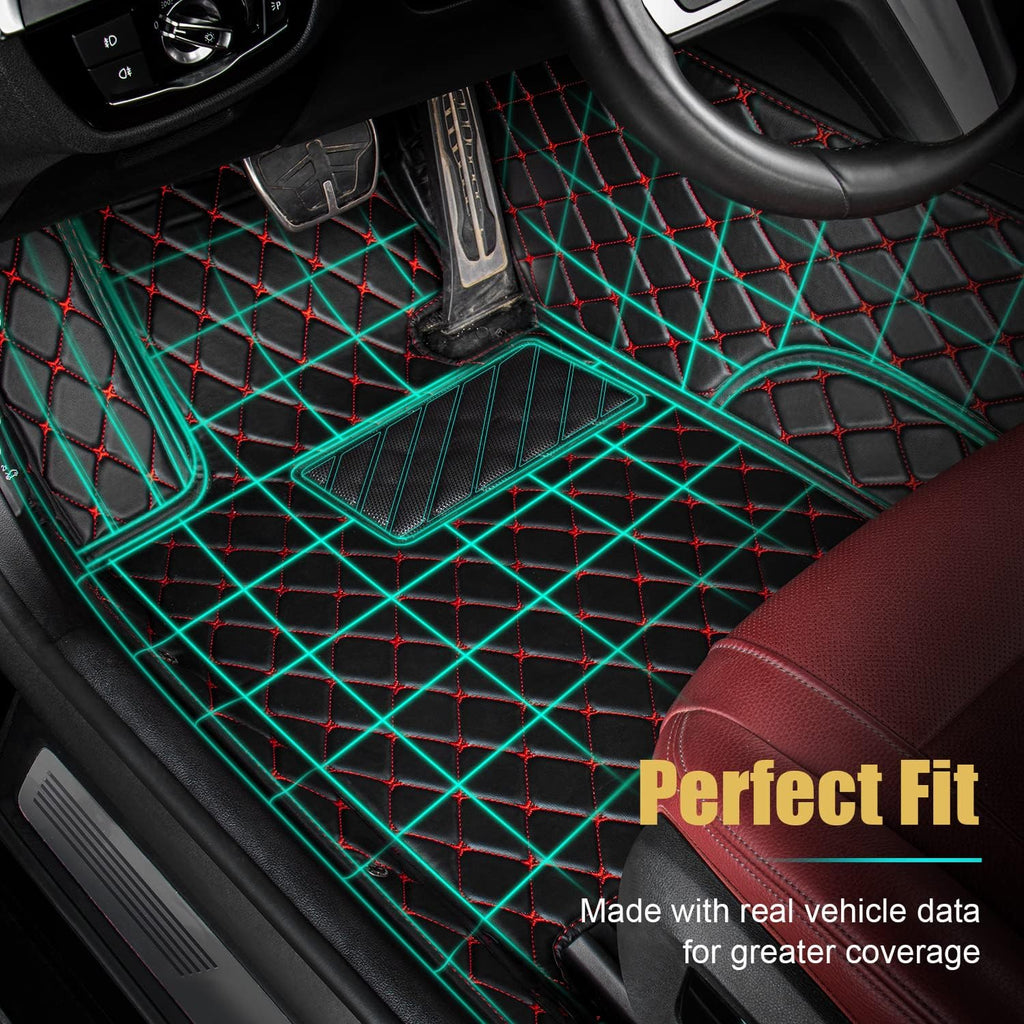 Leather Car Floor Mats 1st & 2nd Row Black B97146