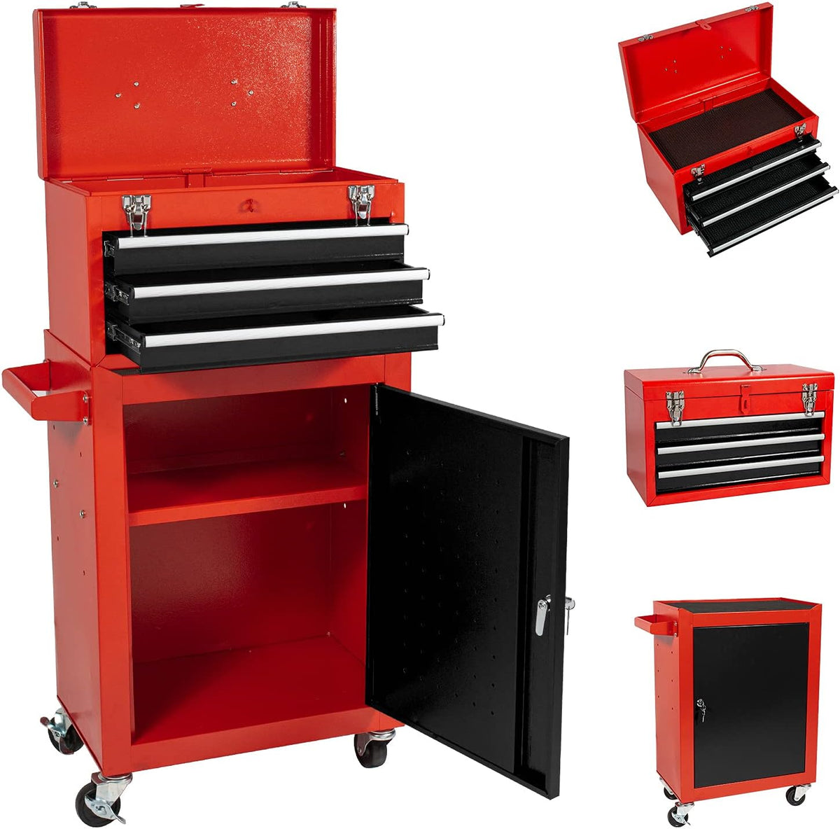 3-Drawer Rolling Tool Chest with Lockable Drawers P3012