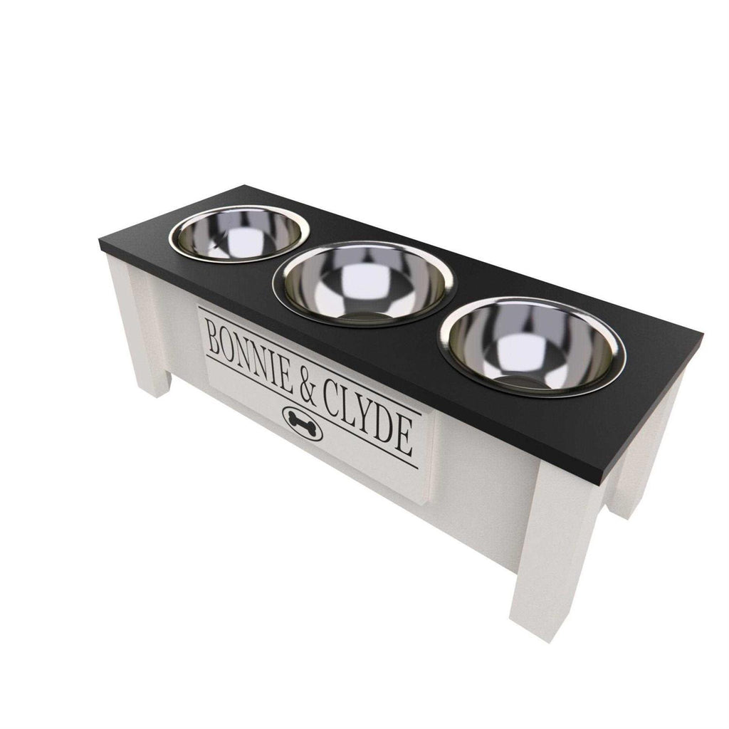 3 Bowl Elevated Dog Feeder Station with Internal Storage Q582