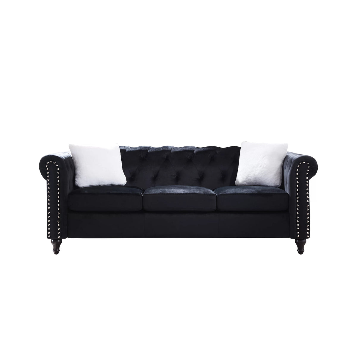 Black 2 Piece Sofa Set with 4 White Pillows H992916