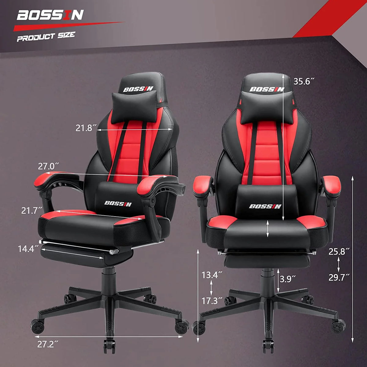 Gaming Chair with Footrest and Lumbar Support V9769