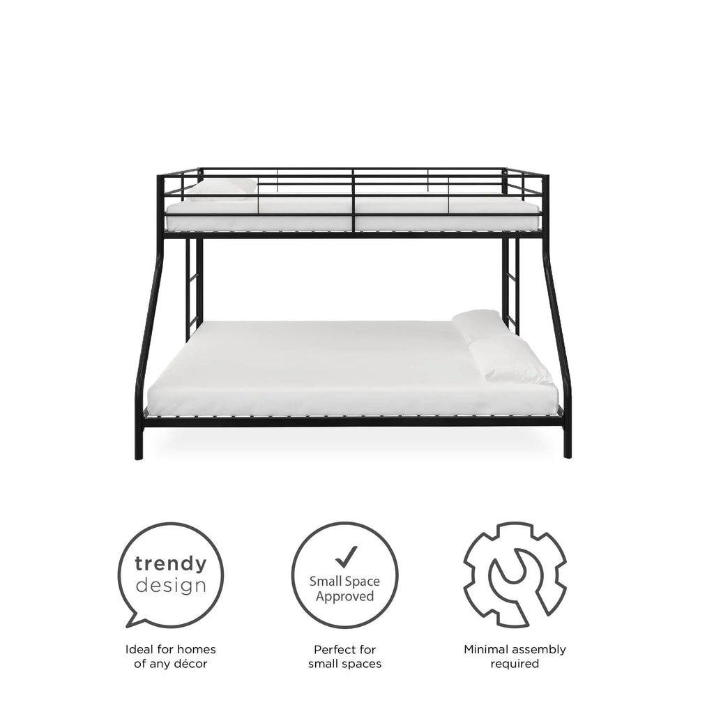 Twin over Full Metal Bunk Bed, Black F121878