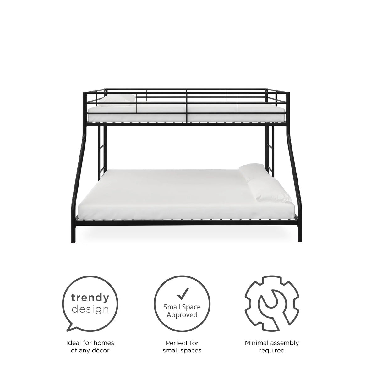 Twin over Full Metal Bunk Bed, Black F121878