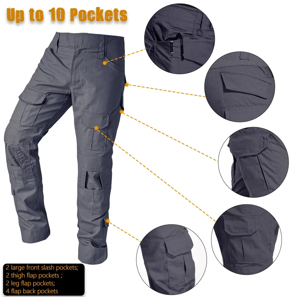 Men's Outdoor Hiking Cargo Work Pants with 10 Pockets O29289