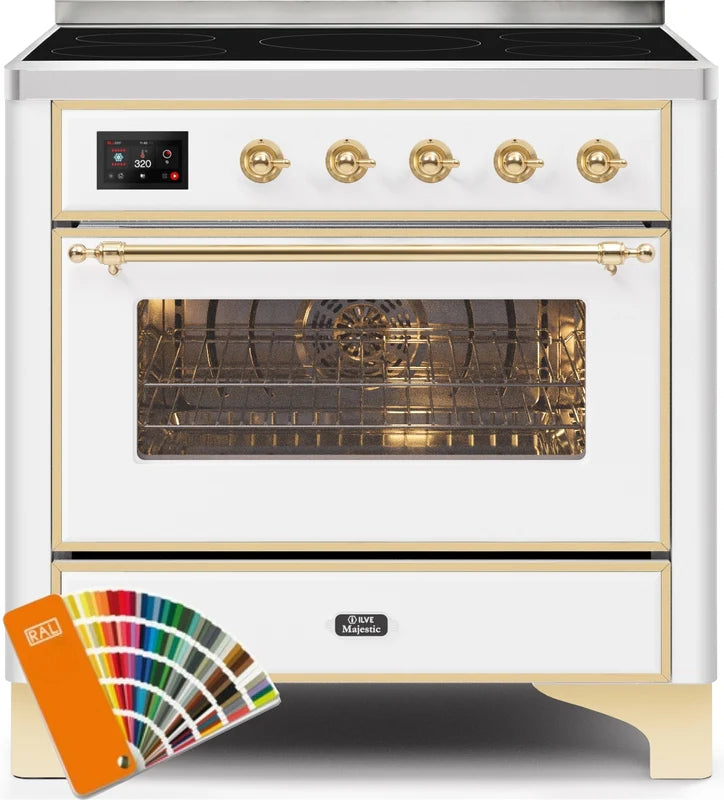36 Induction Range with Electric Oven and Brass Trim W372