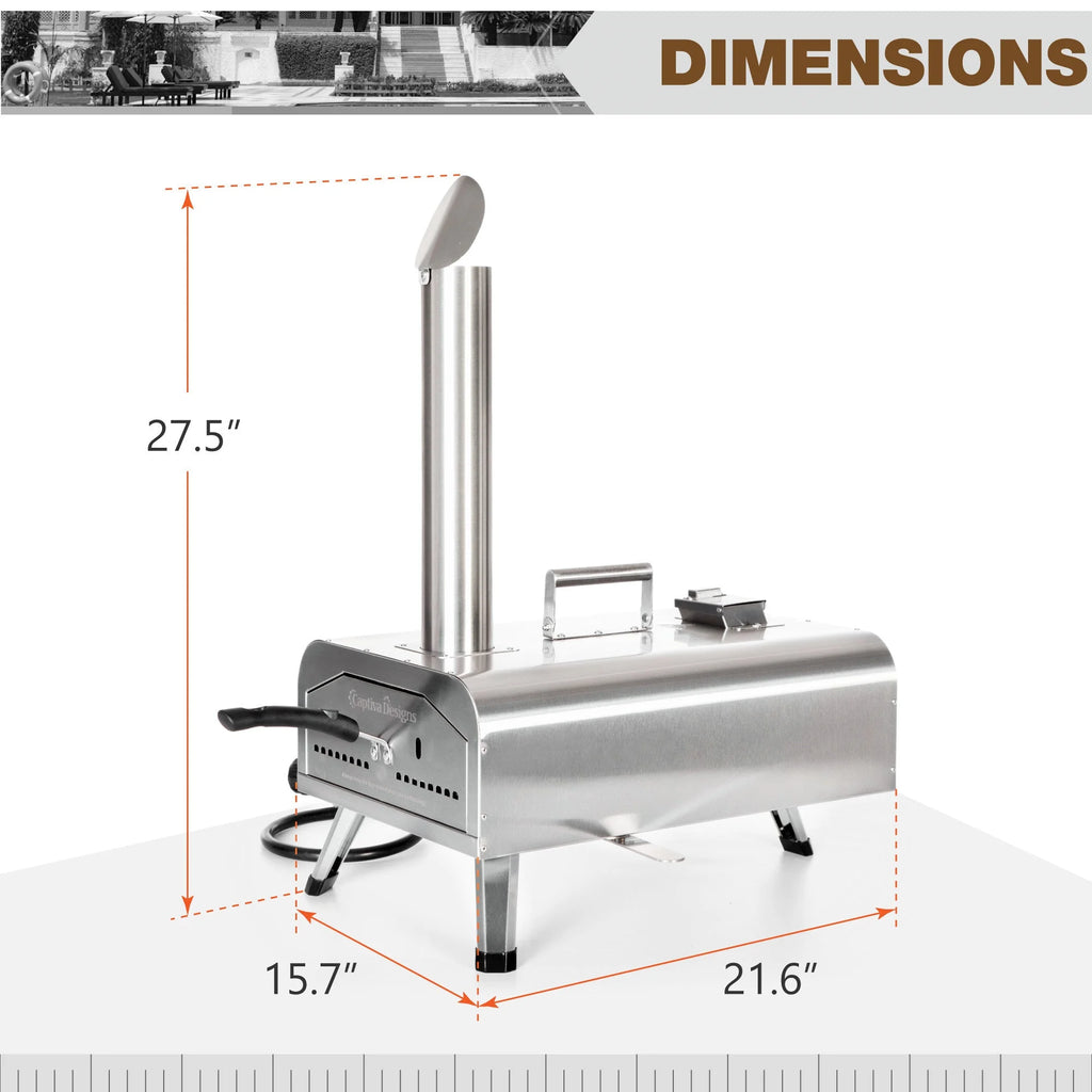 Outdoor Wood Fired & Gas Pizza Oven with Rotatable Pizza Stone T3887